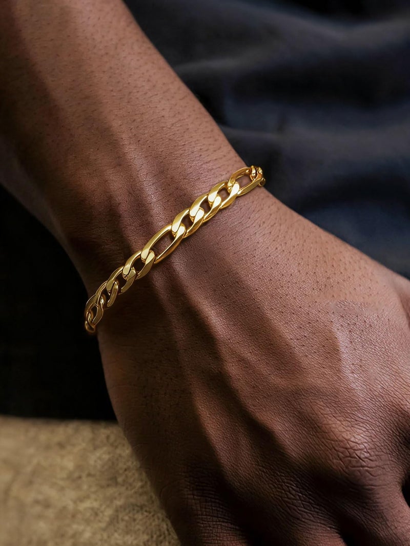 ChainsPro Gold Stainless Figaro Bracelet Men Bracelet Gold Wrist Chain Bracelet Gift - Image 2
